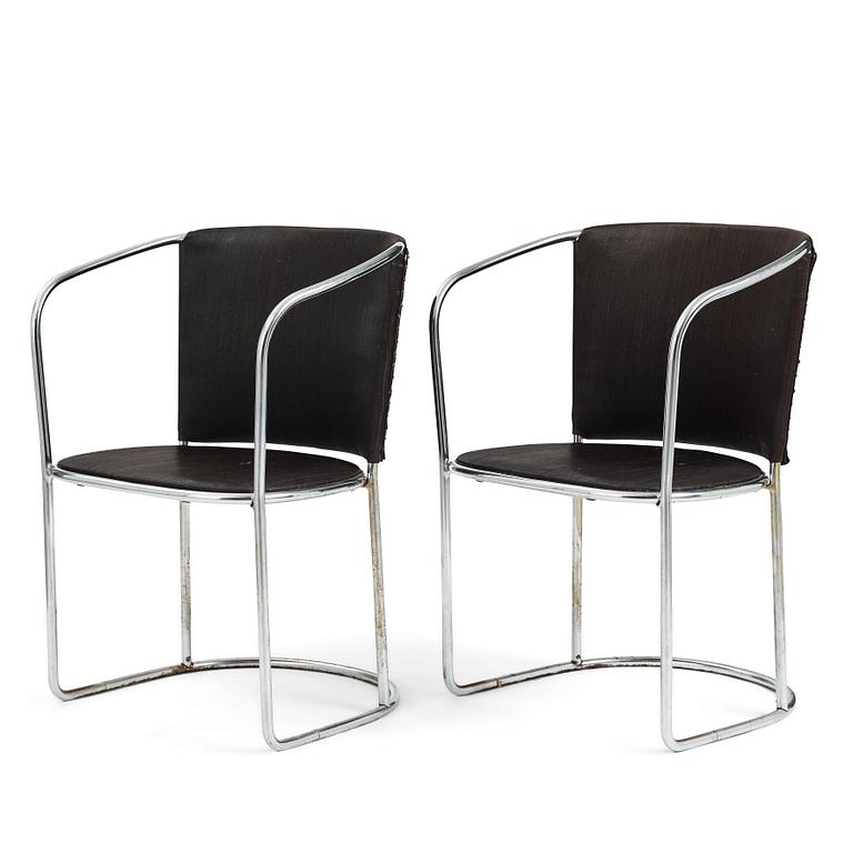 Axel Einar Hjorth, a pair of "Tösse" tubular steel armchairs, Nordiska Kompaniet, Sweden 1930.