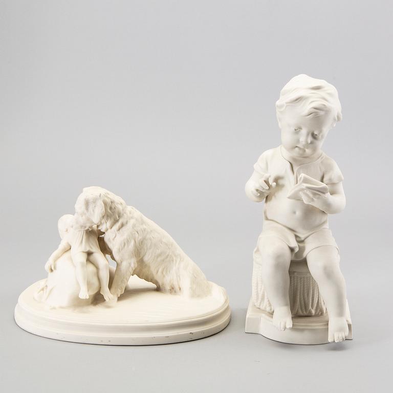 A set of two Gustavsbergs parian figurines early 1900s.
