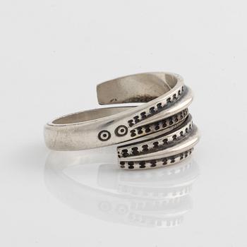 David Andersen, armring, ring samt örhängen, silver, Norge.