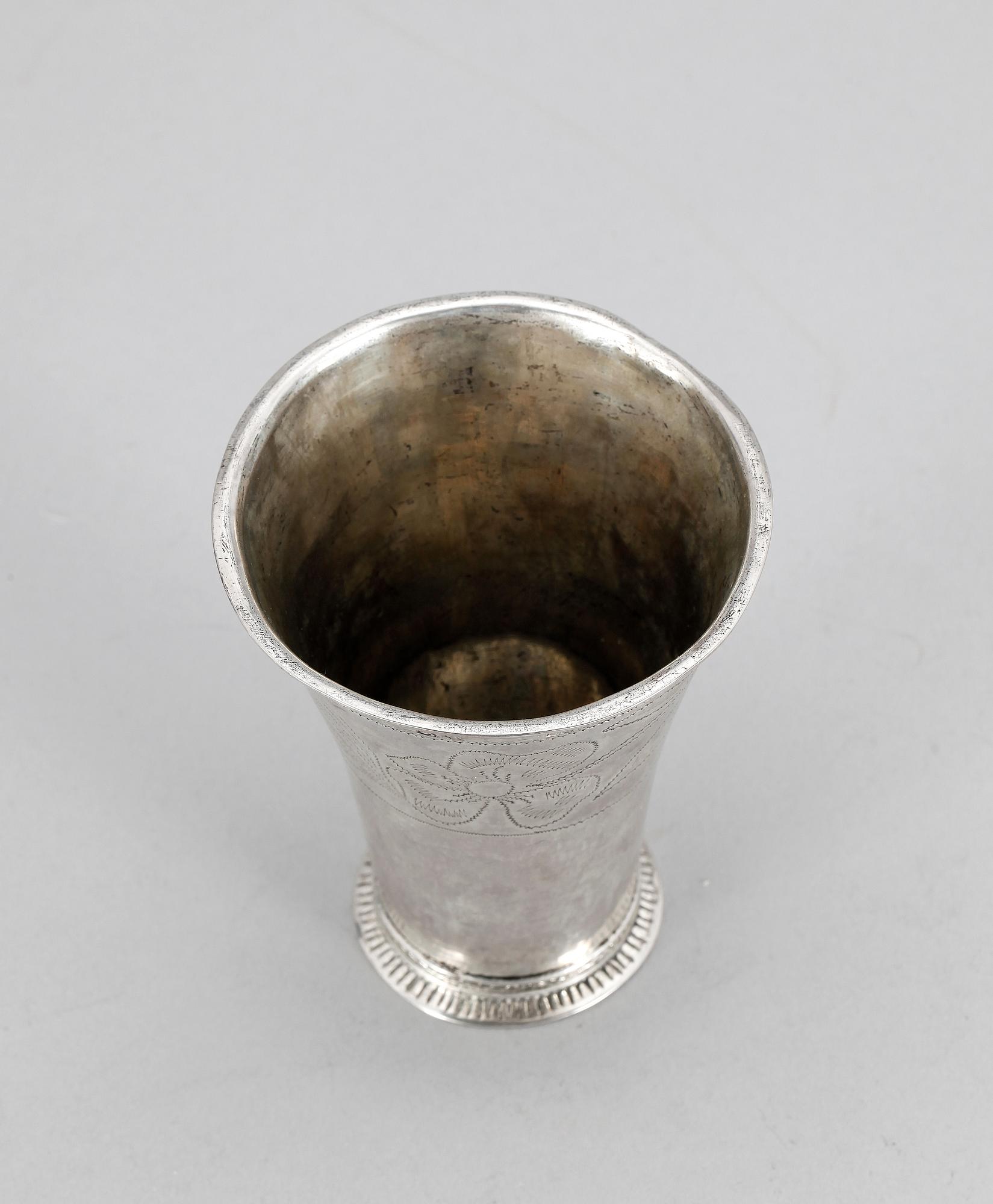 BÄGARE, silver, Johan Pettersson Berg. Norrköping 1754.
