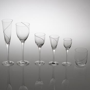 72 pieces of glass table ware, "Line" designed by Anna Ehrer for Kosta Boda.