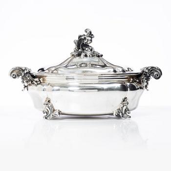 Terrin med lock, silver, rokokostil, Fratelli Broggi, Milano, Italien, 1900-tal.