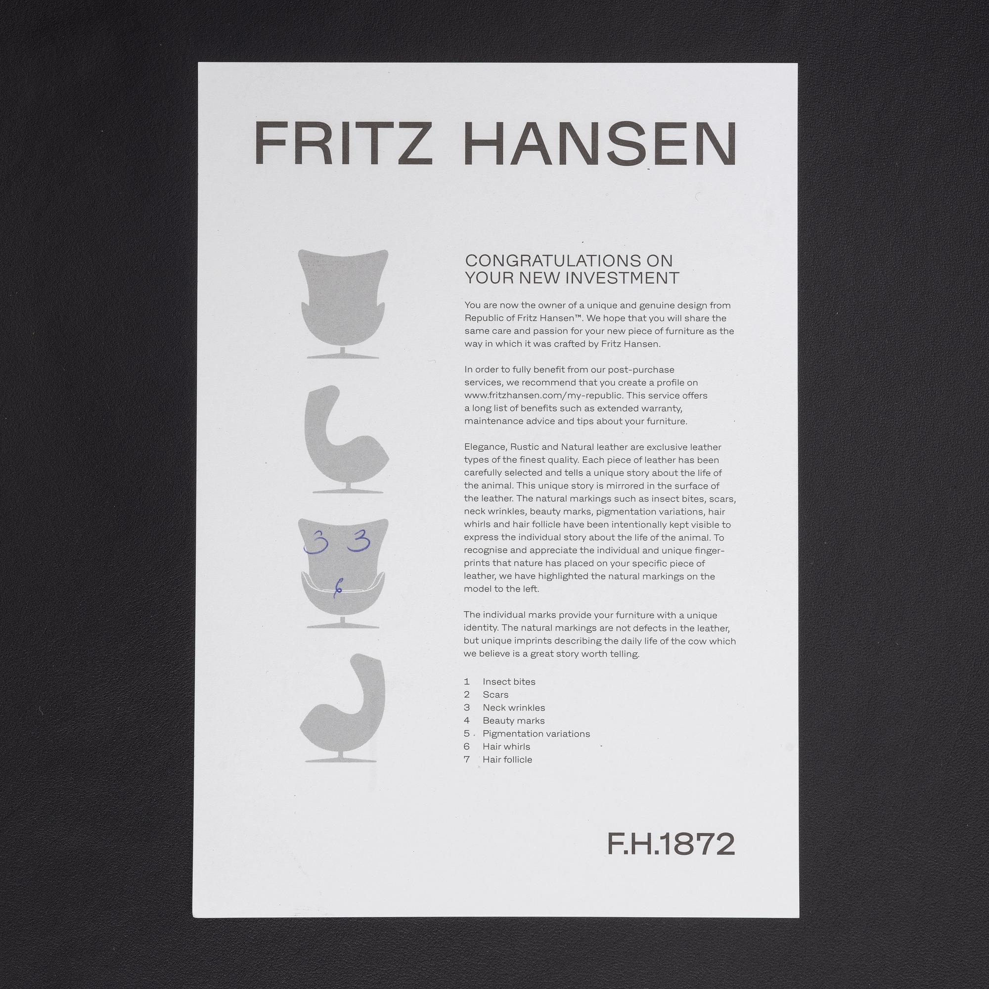 Arne Jacobsen, fåtölj, "Ägget", Fritz Hansen, Danmark, 2021.