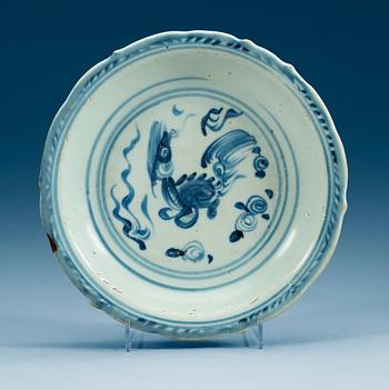 1842. A blue and white dish, Ming dynasty (1368-1644).
