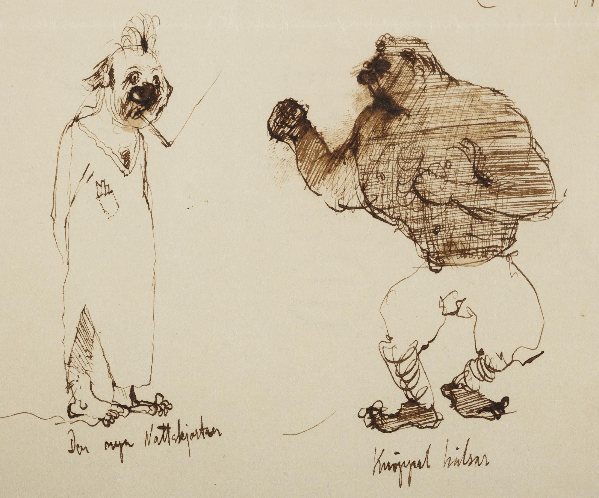 Axel Fridell, letter and drawings, signed, juli 1931.