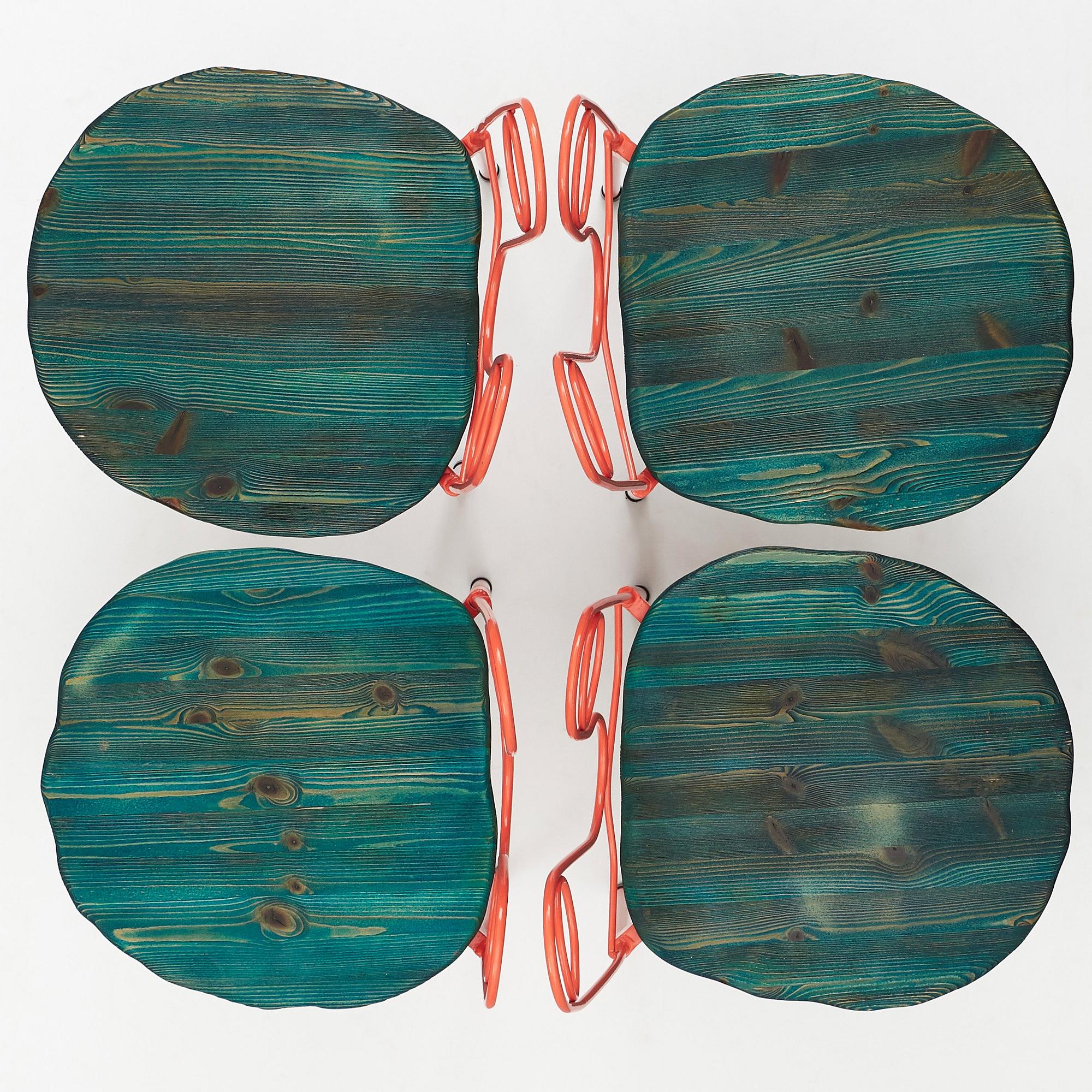 Fredrik Paulsen, Kristoffer Sundin and Simon Klenell, 4 chairs, made exclusively for the restaurant Omnipollo in Gothenburg Sweden, 2018.