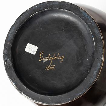 A large Swedish porcelain urn, Gustavsberg, 1866.