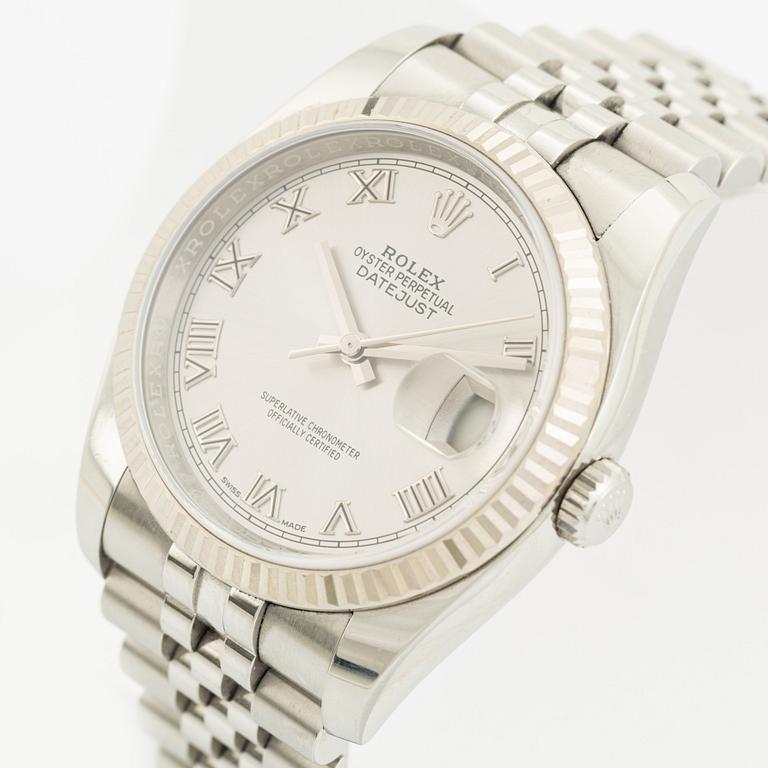 Rolex, Oyster Perpetual, Datejust, armbandsur, 36 mm.