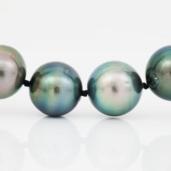 A cultured Tahiti pearl necklace.
