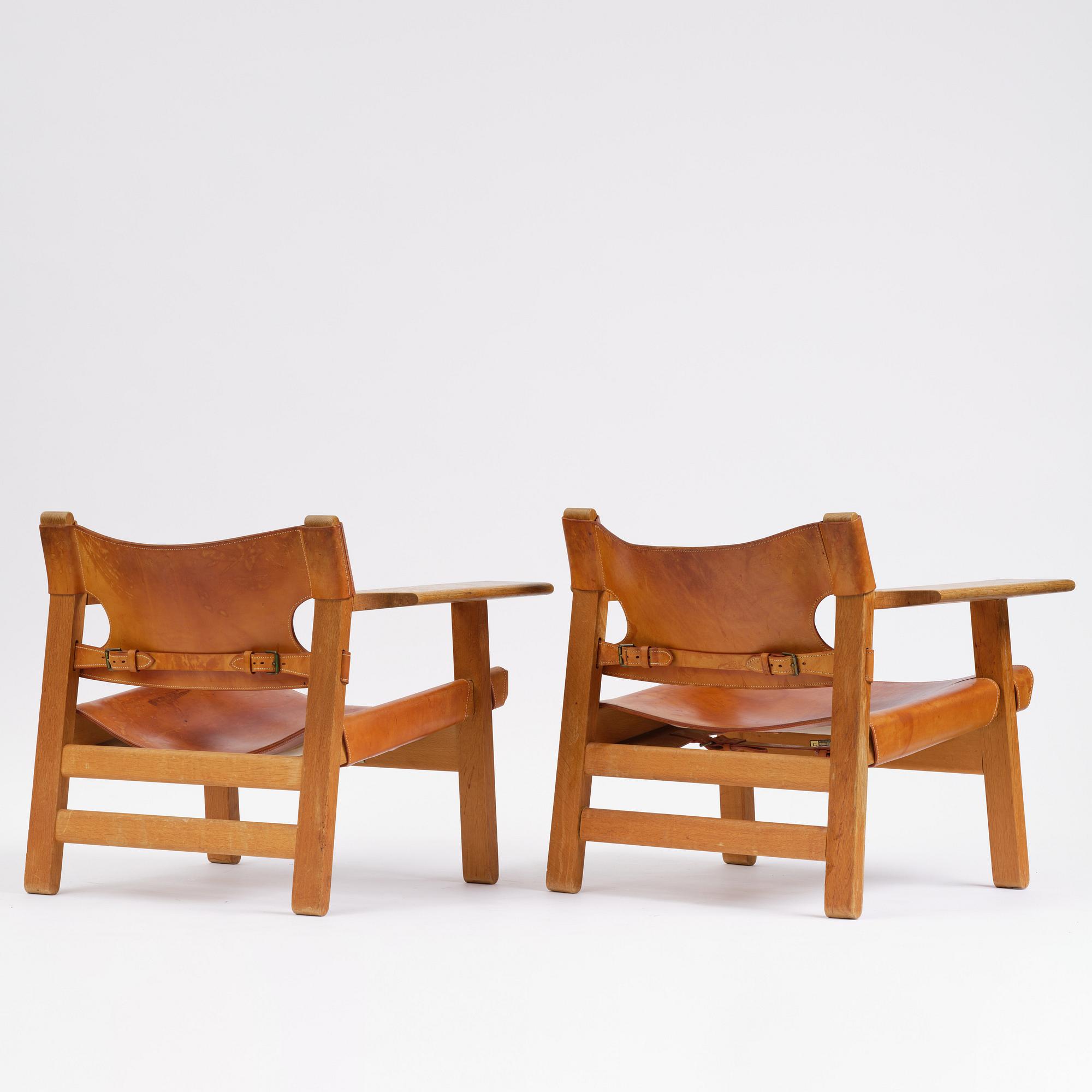 Børge Mogensen, a pair of armchairs, "The Spanish Chair", model 226, Fredericia Stolefabrik, Denmark 1960s.