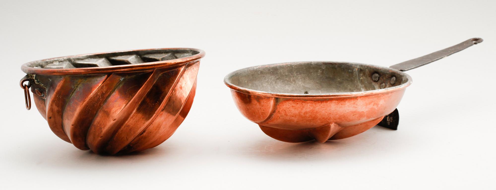 ALADÅBFORMAR, 2 st, koppar, 1800-tal.