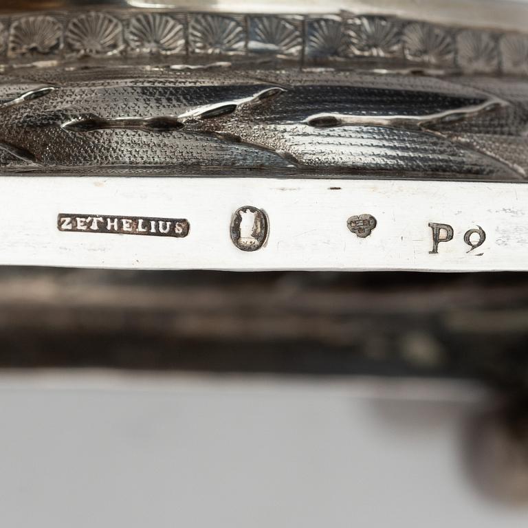A pair of Swedish 18th century silver candelsticks, marks of Pehr Zethelius, Stockholm 1797.