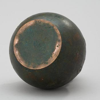 An Hugo Elmqvist Art Nouveau patinated bronze vase, Stockholm circa 1900.