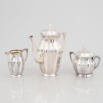 Kaffeservis, 3 delar, silver, CG Hallberg, Stockholm 1923.