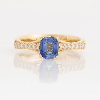 Sapphire and brilliant cut diamond ring.