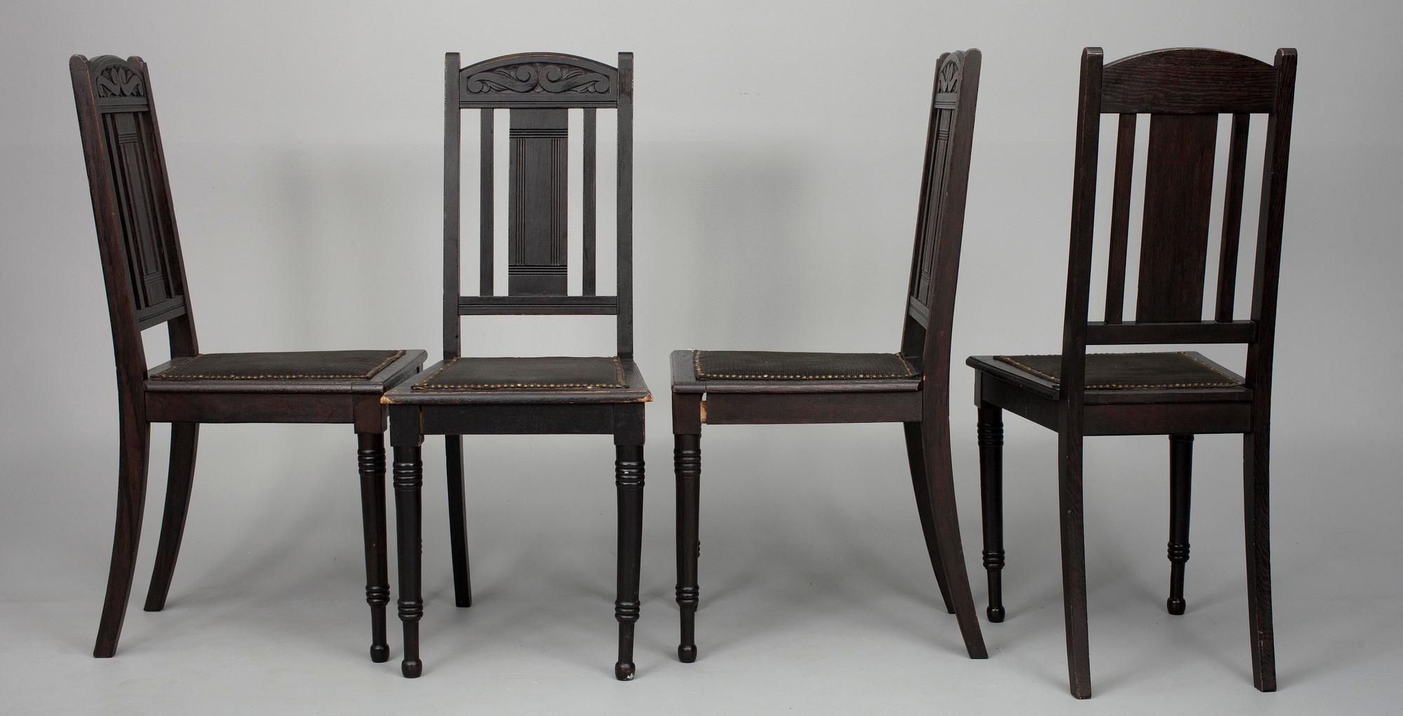 STOLAR, 6 st, mörkspetsad ek, 1900-talets första hälft.