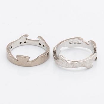 Georg Jensen ring 2 parts 18K whitegold "Fusion" with brilliant-cut diamonds approx 0,15 ct.