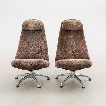 Alf Svensson, fåtöljer, ett par, "Contourette Roto", Dux.