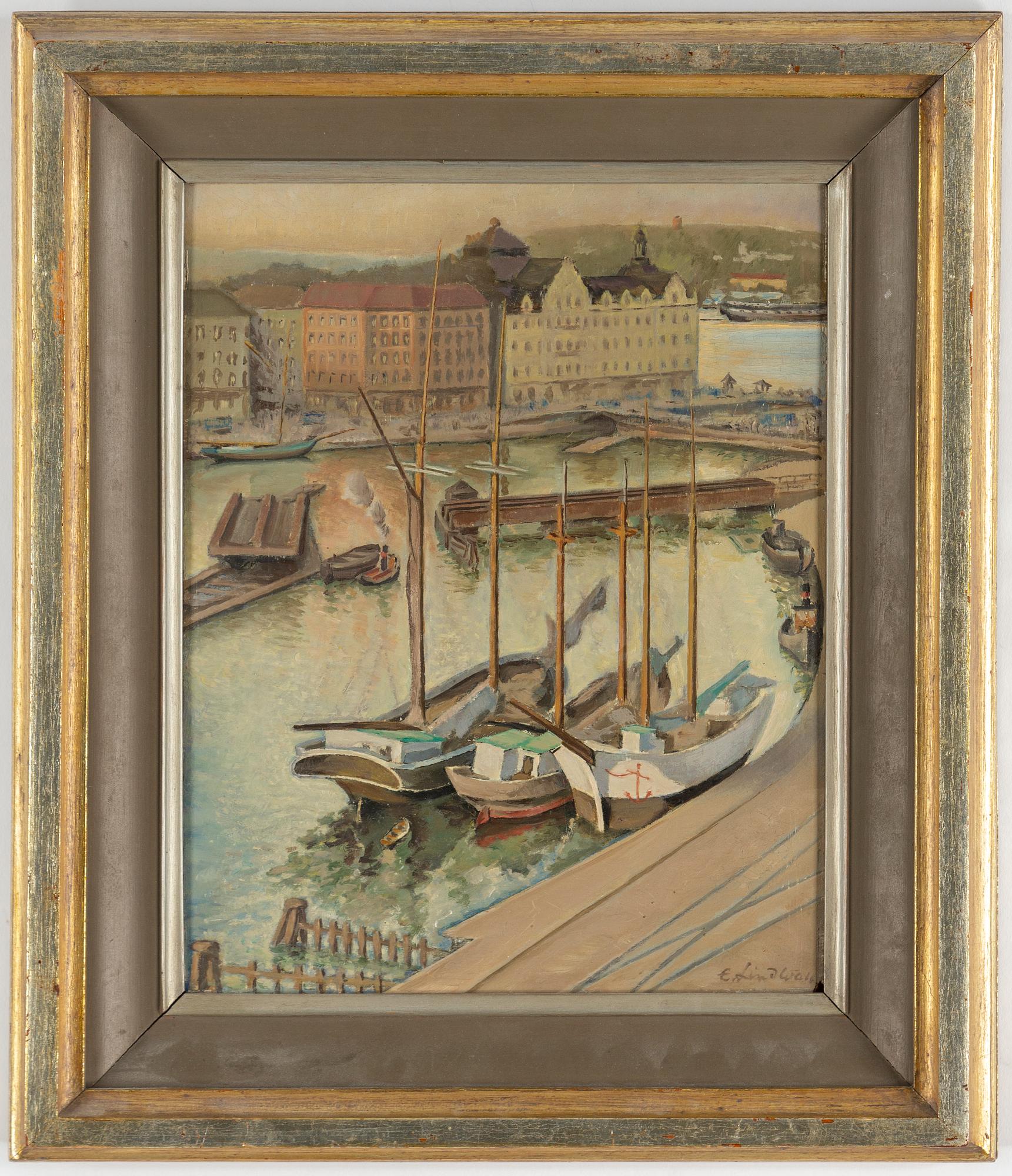 Erik Lindwall, oil on panel, signed.