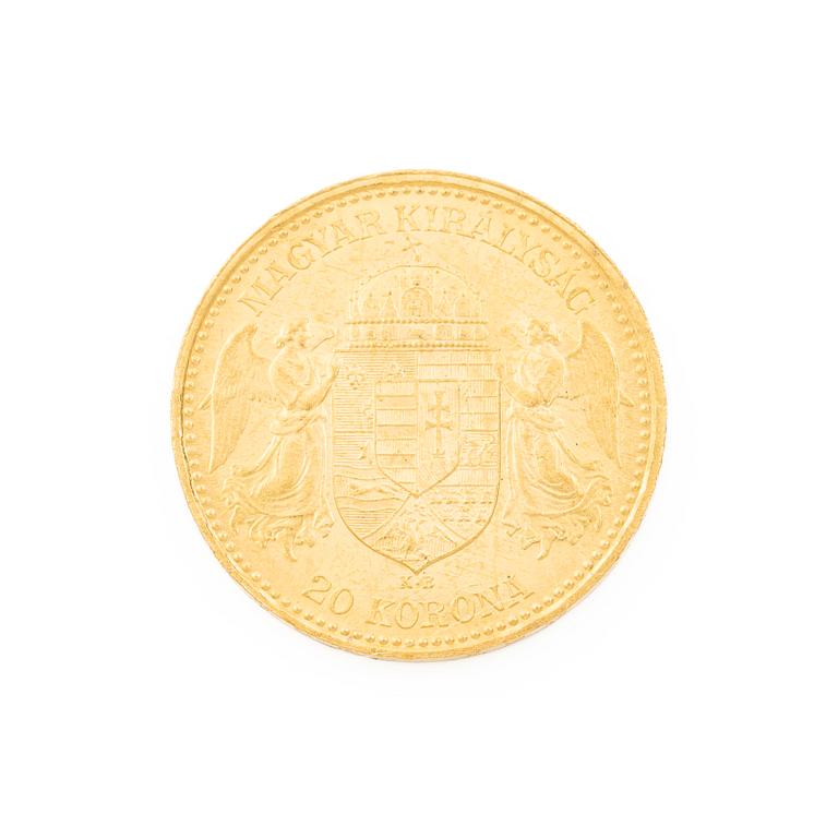Gold coin, Hungary, 20 Korona, 1892.
