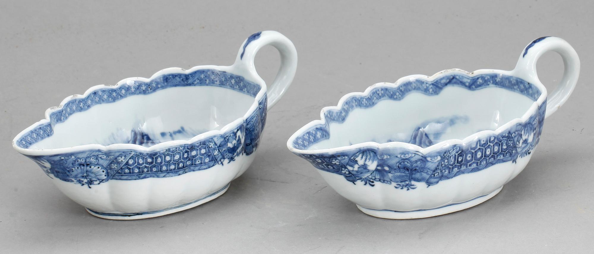 SÅSSNIPOR, 2 st, porslin, Qianlong, Kina 1700-tal.