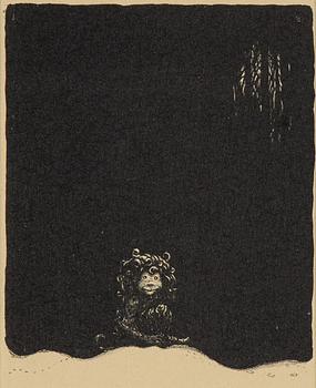 John Bauer, litografi, ur sviten "Troll", 1915, signerad JB i trycket.