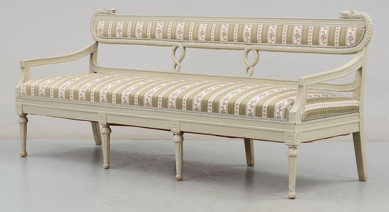 A Swedish early 19th century eleven piece suite comprising 1 sofa, 2 armchairs and 8 chairs, by J. Andersson.