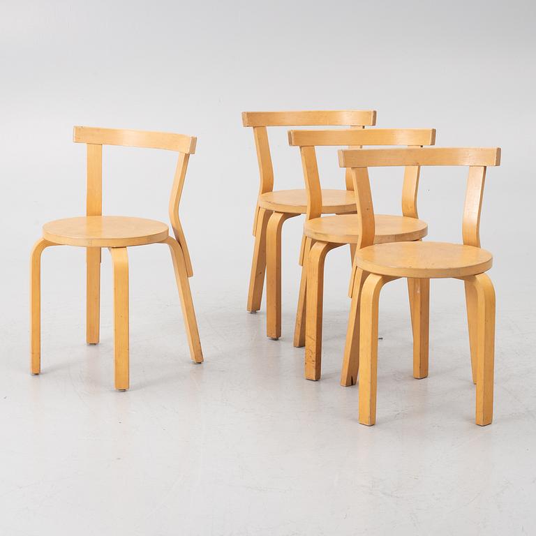 Alvar Aalto, Four model 68 chairs, Artek, Finland.
