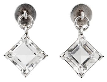971. A PAIR OF WIWEN NILSSON sterling and rock crystal earrings, Lund 1948.