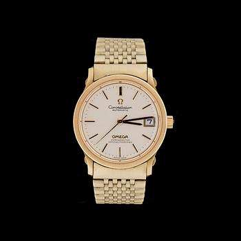 ARMBANDSUR, herr. 18K resp. 14K guld. Omega Constellation.  1960-tal.