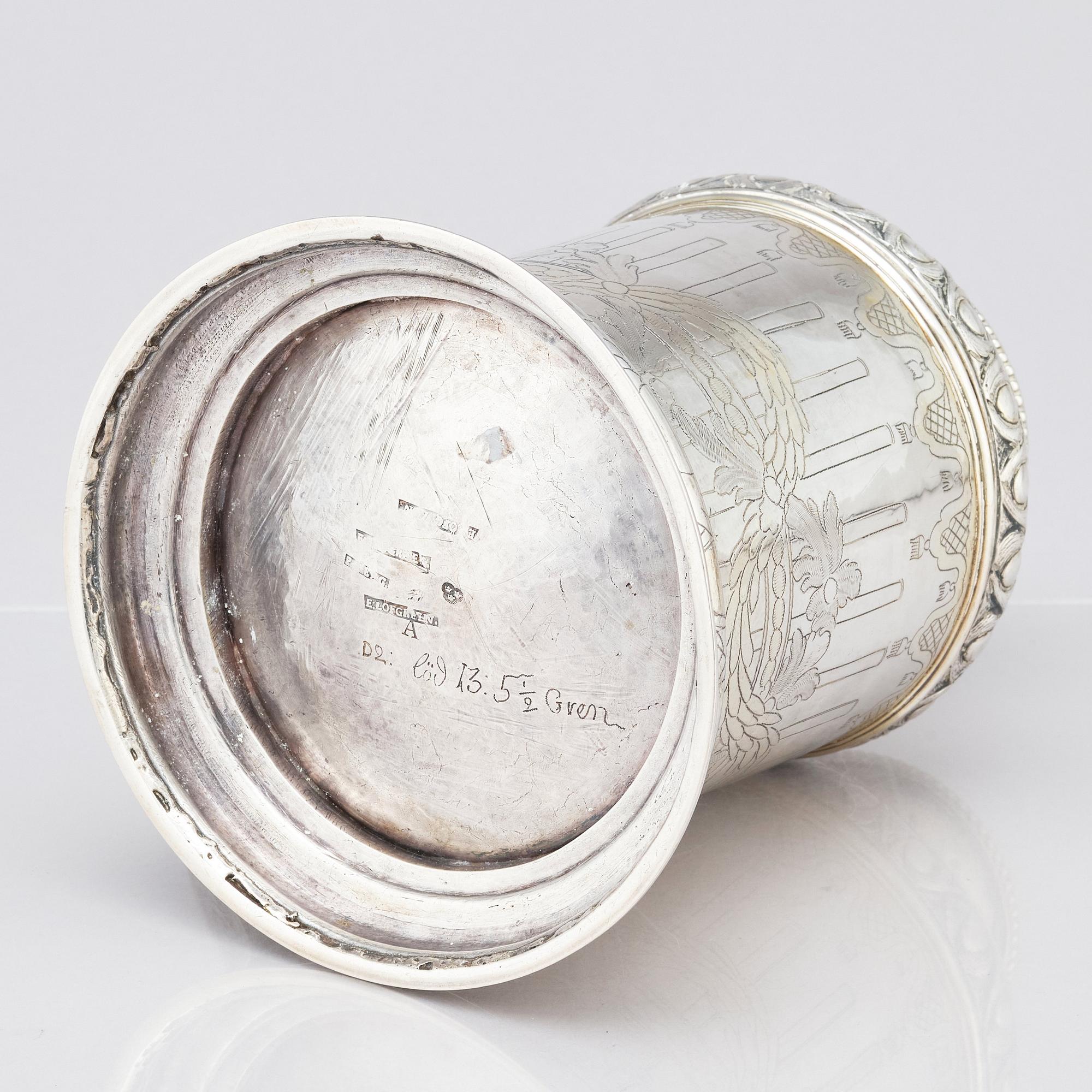 A Swedish 18th century silver tankard, possibly mark of Erik Löfgren (Umeå 1786-1796), 1786.