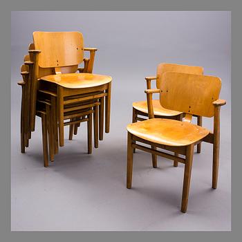 ILMARI TAPIOVAARA, SIX ARMCHAIRS. Domus. 1940/50s.