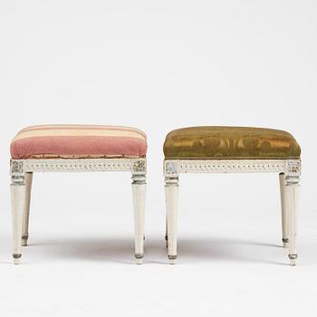 A pair of Gustavian stools by J. E. Höglander (master in Stockholm 1777-1813).