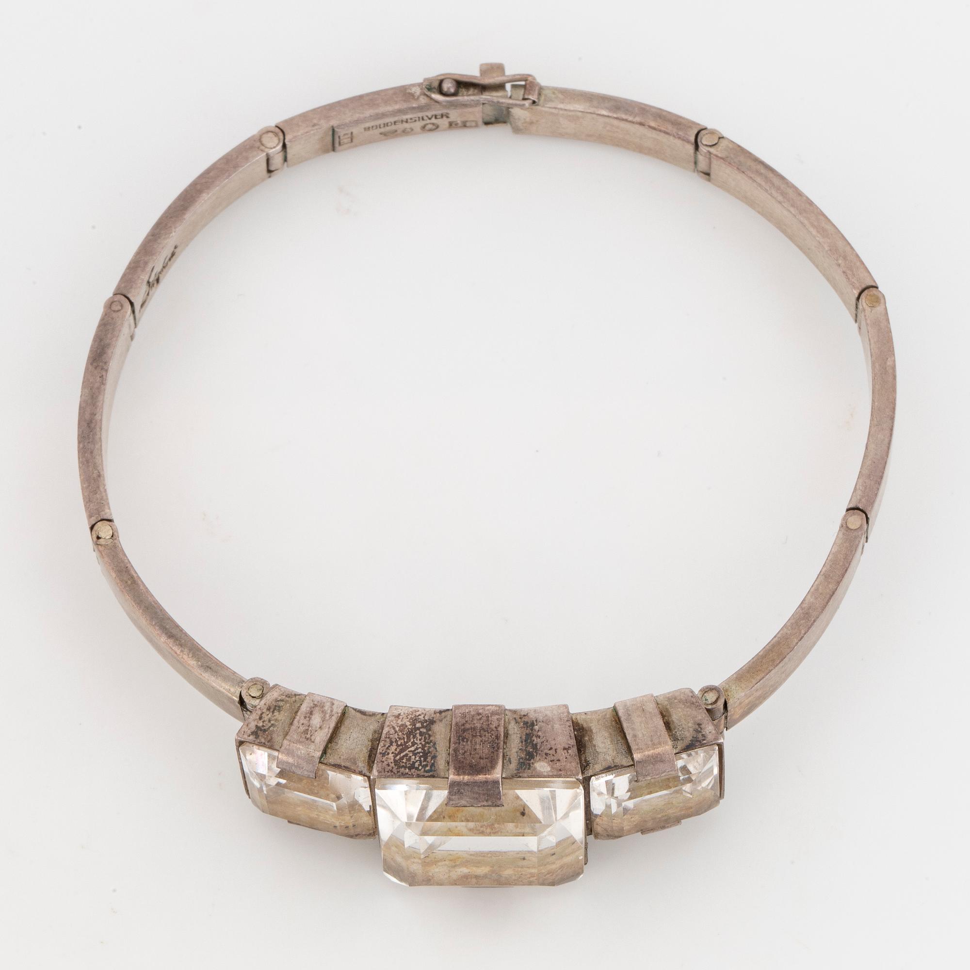 STIGBERT, Armband silver och bergkristall.