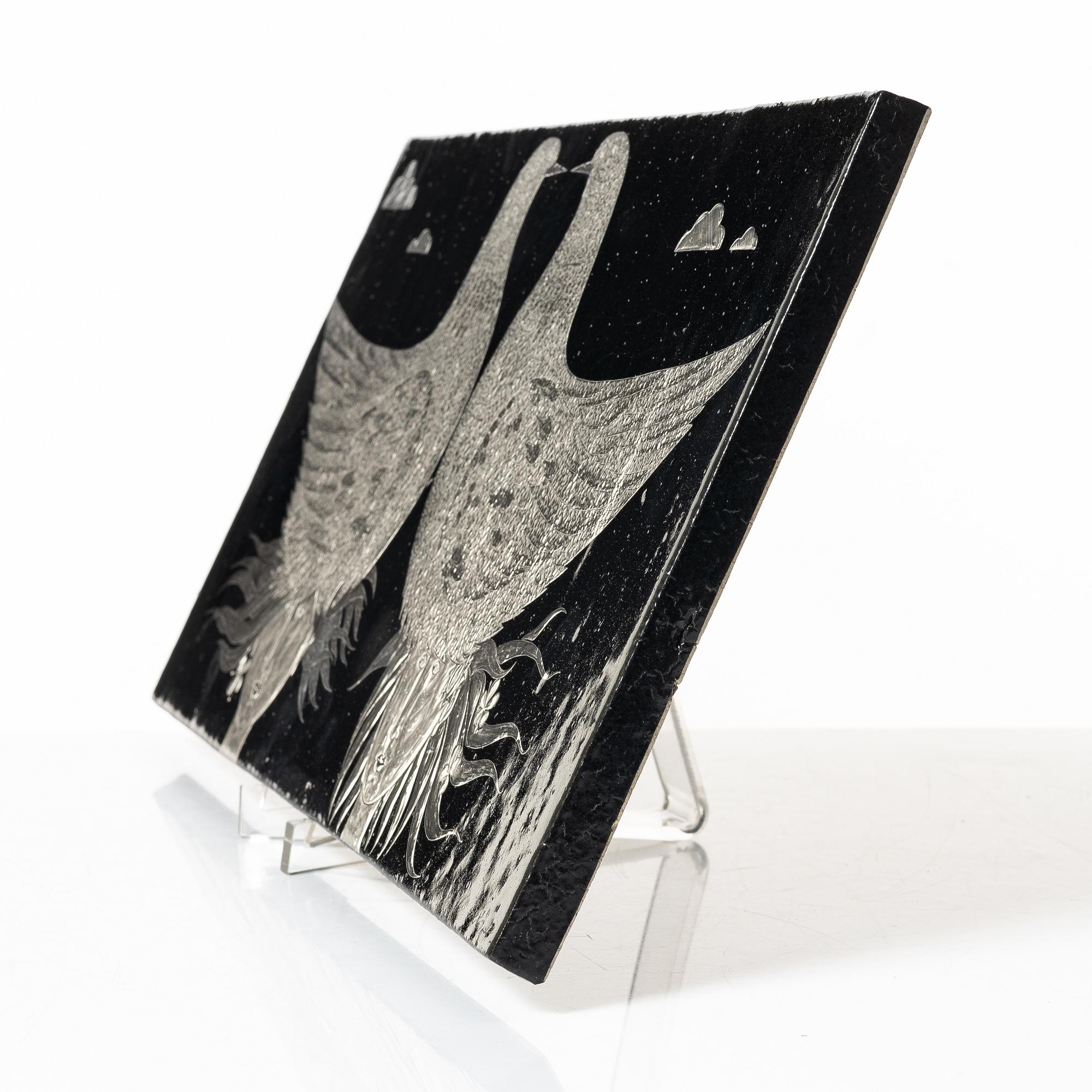 Stig Lindberg, a glazed stoneware plaque, Gustavsberg Studio 1950s-60s.