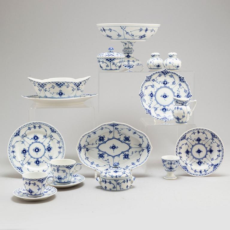 ROYAL COPENHAGEN, a part 'Musselmalet' coffee and dinner porcelain service, Denmark (69 pieces).