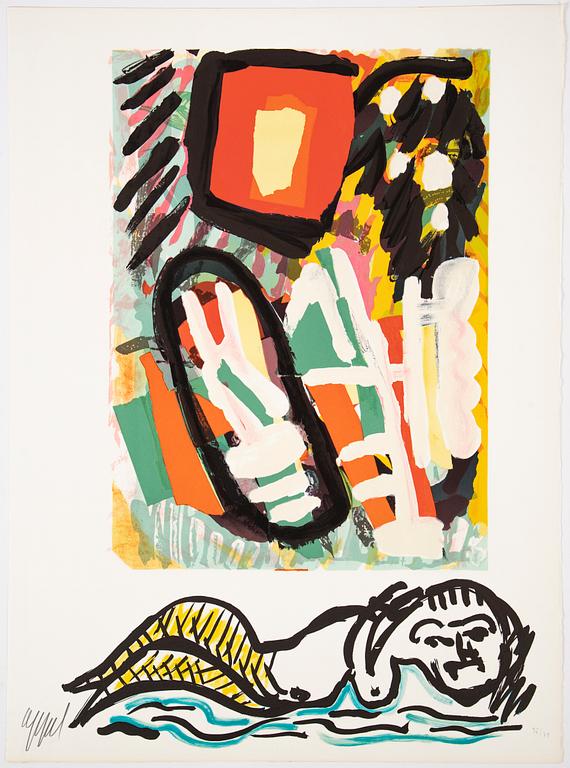 Karel Appel, portfolio with 5 lithographs in colour, "Tantrika 1", 1983, signed 16/75.
