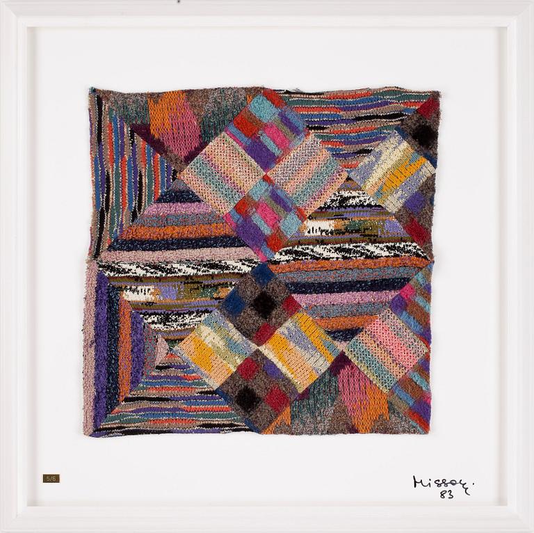 OTTAVIO MISSONI, multipel, textil på plexiglas, signerad och numrerad 5/6, daterad -83.
