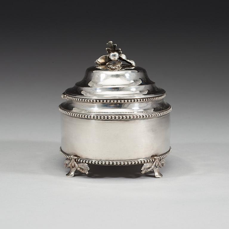 A Swedish 18th century silver sugar-box, marks of Johan Malmstedt, Göteborg 1787.