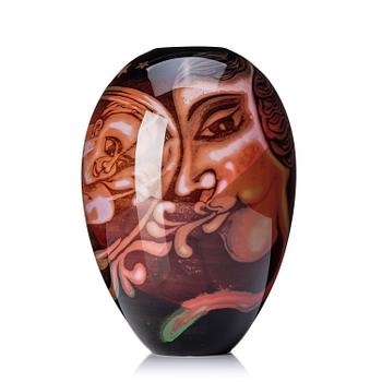 Eva Englund, a graal glass vase "Glass Man", Orrefors 1986.