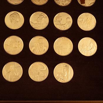 Mynt, 31 st, förgyllt sterlingsilver, med motiv efter Johannes Vermeer, Franklin Mint.