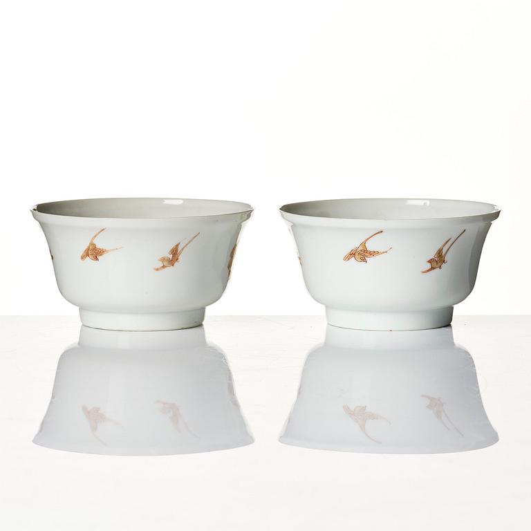 A pair of bowls, Qing dynasty, with Yongzheng mark and of the period (1723-35),.