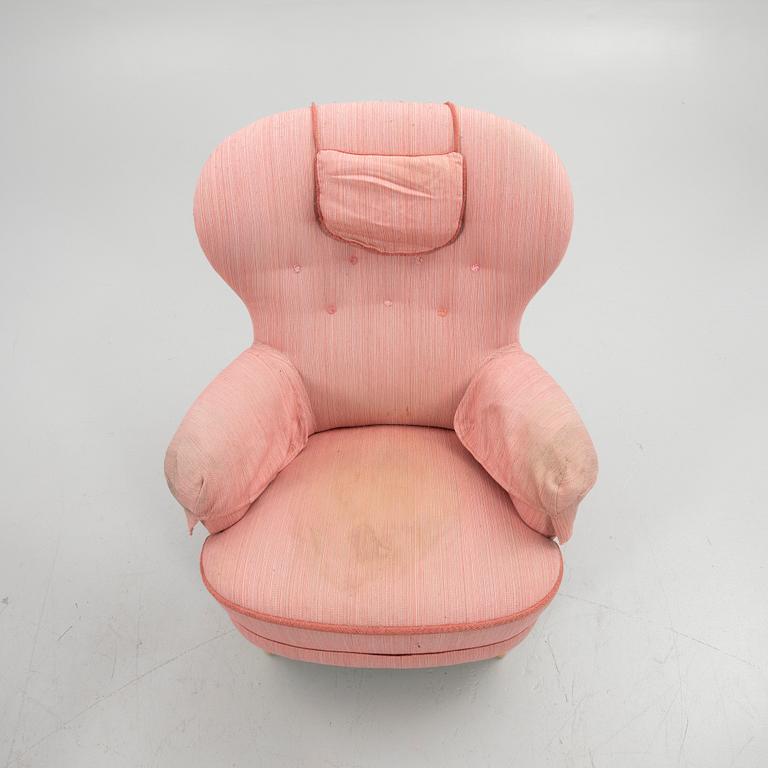 Carl Malmsten, Armchair with footstool, "The Giant Toad", second half of the 20th century.