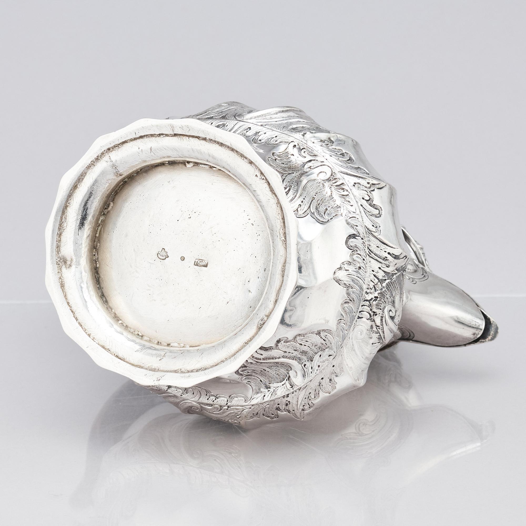 A Swedish 18th century silver coffee-pot, mark of Johan Grönwall, Vänersborg (1753-1784).