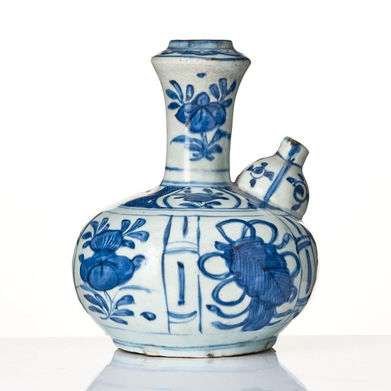 A blue and white kendi, Ming dynasty, Wanli (1572-1620).