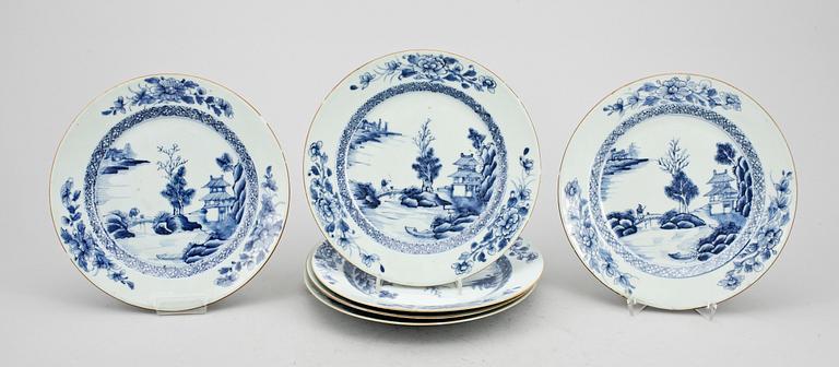 TALLRIKAR, 6 st, porslin, Qianlong, Kina 1700-tal.