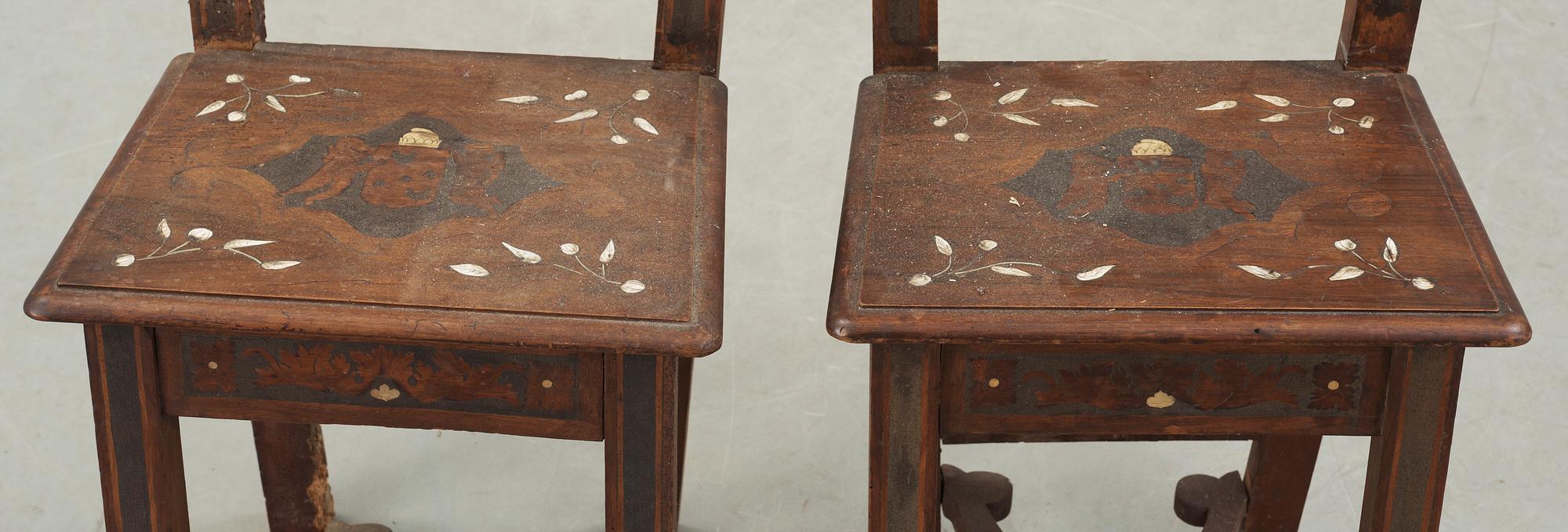 STOLAR, ett par. Sydeuropa, 1700/1800-tal.