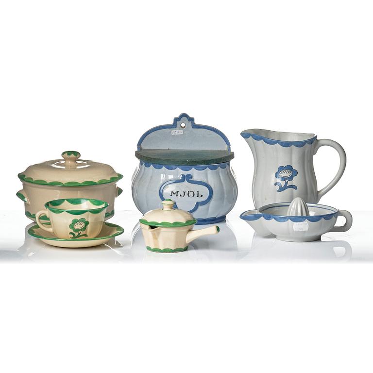 Wilhelm Kåge, 43-pieces of a 'Pyro' service including coffee grinder and spice rack, Gustavsberg, Sweden, 1930 and 1955.