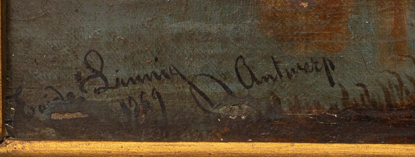 EGIDE LINNIG, olja på duk, signerad Antwerp 1859.