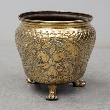 A 18th century brass flower pot.